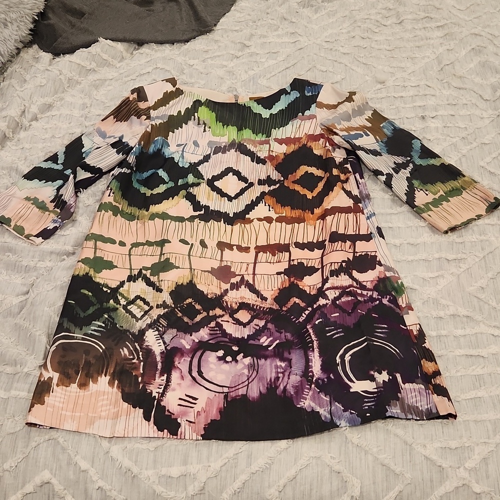 Beautiful abstract 100% silk Ali ro sheath dress size 12!